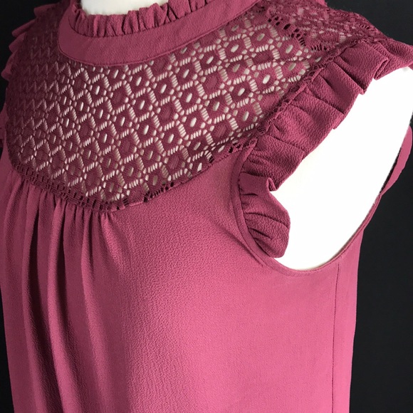 Lily White Ruffle and Lace High Collar Tank - Picture 4 of 8